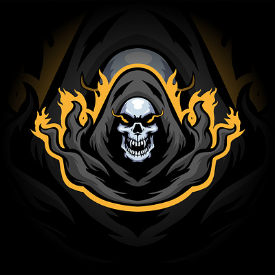 Fire Reaper branding design esports grim illustration logo mascot reaper skeleton skull