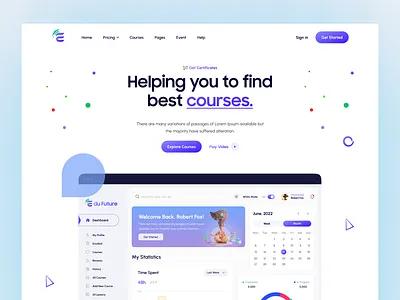 Edu Future - Online Course website header design branding clean design course app design e learning graphic design homepage illustration landing page learning app logo minimal online school ui uiux web ui website