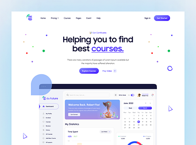 Edu Future - Online Course website header design branding clean design course app design e learning graphic design homepage illustration landing page learning app logo minimal online school ui uiux web ui website