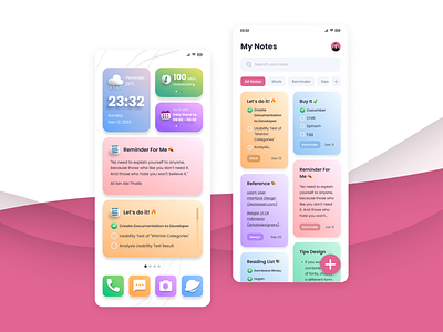 Sticky Notes Widget - Note Application 3d illustration 3d widget android app design design app design inspiration exploration figma illustration interface mobile note notes app ui ui design uiux user interface uxdesign widged