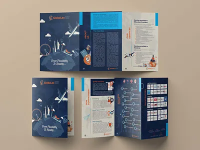 Tri-fold Flyer Design for Globalex abroad branding brochure creative design digital illustration education flat flyer illustration illustration digital leaflet marketing minimal promotion study tri fold vector