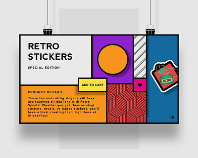 Retro Stickers Landing Page app branding design graphic design landing page layout typography ui ux vector