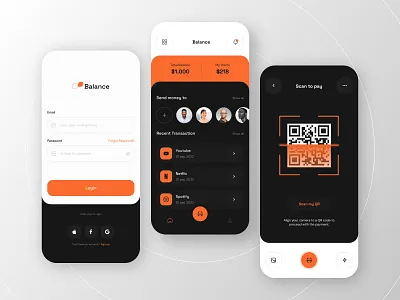 Balance - E-Money Apps android app apps dark emoney finance graphic design homepage ios mobile mobile apps mobile screen ui uiux user interface