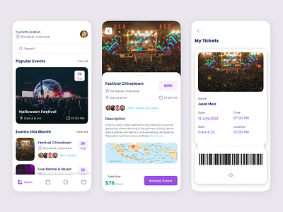 Event Booking App event application event booking app graphic design mobile app ticket ui
