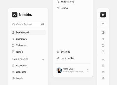 Nimble | Web Sidebar clean design menu minimal minimalism nav navbar navigation product design sidebar ui web design