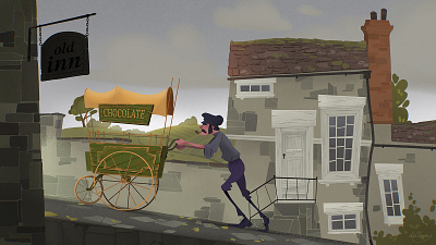 Chocolate cart atmosphere characterdesign digital illustration dirclumsy england peter nagy photoshop procreate