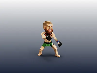 Conor McGregor Voxel 3d art character design game illustration sandbox ufc voxel