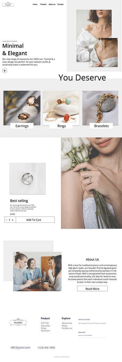 I wear luv- Jewellery Selling Website | Landing page appdesign branding dailyui design illustration landingpage logo ui uidesigner uiux webdesign