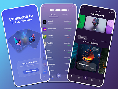 NFT MarketPlace App Ui/Ux Design 3d animation app behance branding crypto cryptocurrency designer dribbble graphic design logo mining mint nft speedui ui uiux uiux design ux web3