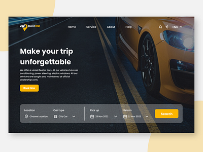 Car rental landing page 3d animation app branding car design graphic design illustration logo typography ui ux vector yellow