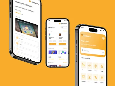 EduLearn Mockup Overview app application classes course course app courses e learning education education app learning learning app learning platform mobile app mobile ui online course online learning training ui user interface ux