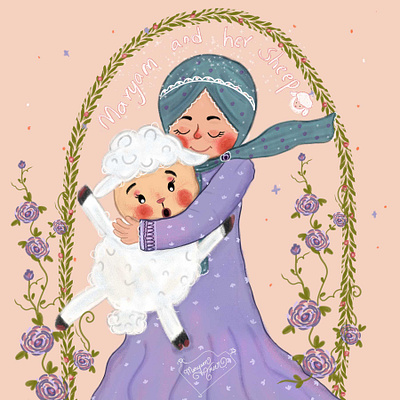 Maryam and her Sheep childrenbook childrenillustration cute digitalillustration eid illustration eiduladha illustration kidlitart kidsillustration