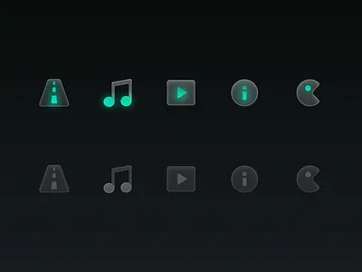 Glassmorphism icons branding dark game glassmorphism graphic design icon illustration ios media music video