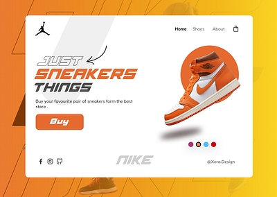 Nike orange air jordan app design jordan nike sneakers ui web design website design