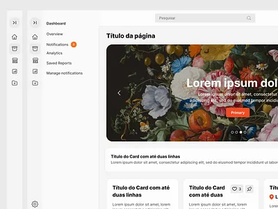 Dashboard concept banner branding cards dashboard design figma interface light sidebar slider theme ui uidesign usability ux web