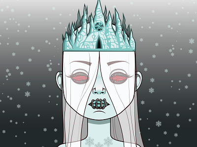 Ice queen cartoon character design christmas dark horror idols illustration japan idol japanese kawaii snow vector