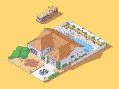 White's home - Breaking Bad breakingbad house icon illustration illustrator isometric line linear vector