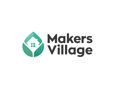 Makers Village logo design agriculture branding design food food maker fresh graphic design green home icon illustration internet logo marketplace modern plants simple technology typography vector