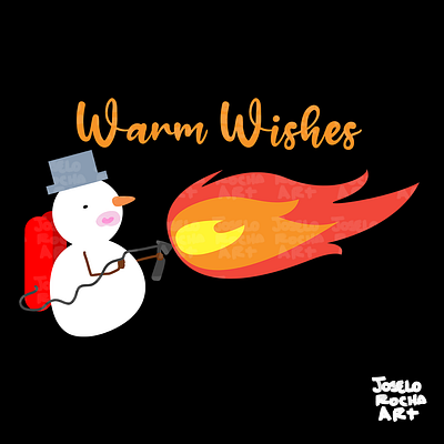 Christmas Shirt : Snowman warm wishes character flames graphic design illustration