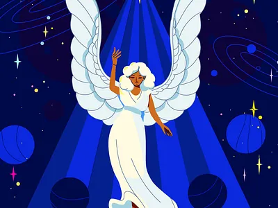 Angel angel artwork bright christmas design digital flat illustration night stars vector