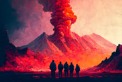 End of the Line 3 ai art color concept design digital explosion fire gradient illustration light midjourney minimal painting photoshop simple volcano