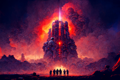 End of the Line 5 ai apocalypse art color concept design digital explosion fire gradient illustration light midjourney minimal painting photoshop robot simple