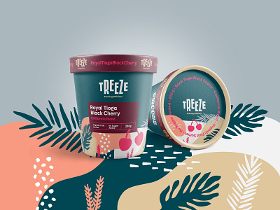 Treeze - Ice Cream Packaging branding colors dessert food food branding food packaging gourmet ice cream ice cream gourmet ice cream logo ice cream packaging logo organic packaging packaging design sugar free vegan