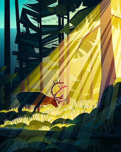 Reindeer animal illustration characterdesign design fantasy forest graphic design illustration illustrator vector vector illustration