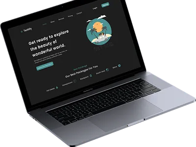 TRAVEL AGENCY Dark_Mode landing page travel agency ui