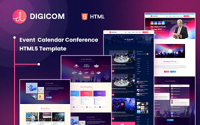 Digicom Event Calendar & Conference HTML5 Template agency artist business calendar cinema conference corporate education event event management events financial meeting music personal portfolio reservation sports tickets vector