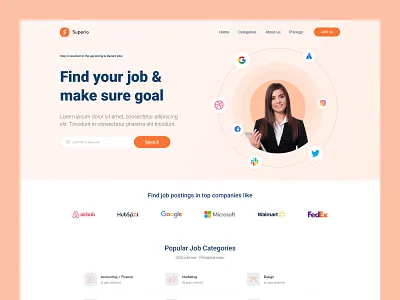 Job Finder Landing Page design find job find work graphic design job finder job listing job marketplace job platform job search landing page ui ui design ux web work finder work hiring