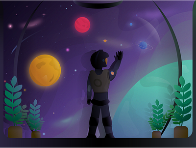 In the outer space astronaut illustration planet space vector
