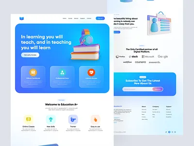 Education Course 📚 | Landing Pages 3d course app blue colors course course app design education flat free 3d graphic design homepage illustration landing page landingpage learning ui ux web website