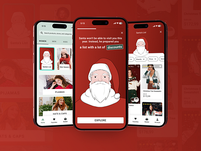 Santa's List branding christmas clean dailyui design ecommerce graphic design homepage illustration ios iphone minimal minimalist mobile new year santa santa claus ui ui ux ux