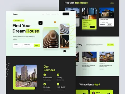 Real Estate Website apartment ashik graphic design home home page house motion graphics popular design popular shot properties property real estate agency real estate app real estate web real estate website realestate residence ui uiux website designer