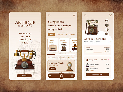 Antique Restore Mobile Application mobile application ui user interface ux