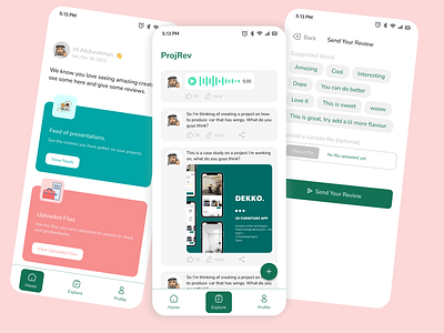 ProjRev, A Review Application To Send Positive Praises praise app product design review platform ui ui design
