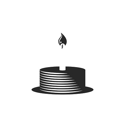 Birthday cake anniversary birthday cake black and white cake logo candle cooking creative illustration culinary design graphic design illustration logo logo design negative space one candle pastry shop present round shape sweet
