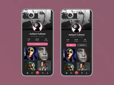 Social media app profile screen app photography profile social media app ui ux