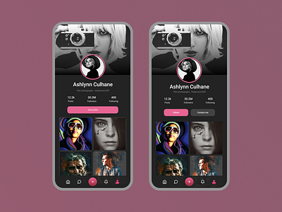 Social media app profile screen app photography profile social media app ui ux