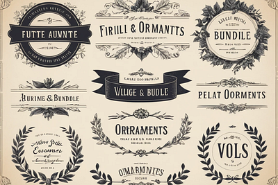 Vintage Font Bundle & Ornaments bundle design fonts graphic design script vintage