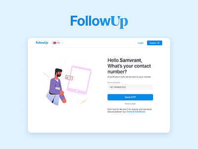 FollowUp - Login Flow branding design login login flow otp sign in sign in flow ui ux website