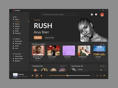 Winamp Redesign (Dark Mode) design ui uiux design