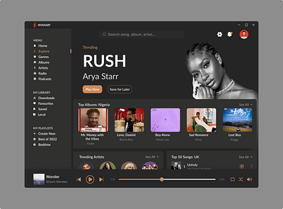 Winamp Redesign (Dark Mode) design ui uiux design