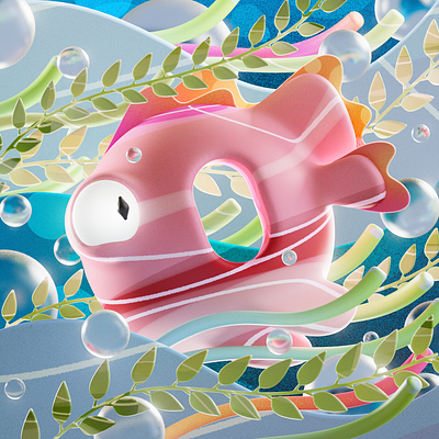 Swimming fish 0 2d 36daysogtype 3d abstract algae aqua color colorful cute design fish fishing illustration number ocean sea smooth space swim