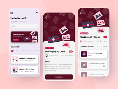 Online Course Mobile App app design ecourse landingpage mobile app mobile app design mobile design mobileui ui uidesign ux webdesign websitedesign