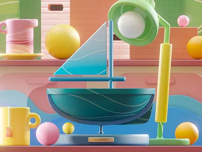 Ship model 36daysogtype 3d 4 blue boat color colorful cute design desk figurine illustration logo marine model ocean sea ship toy wood