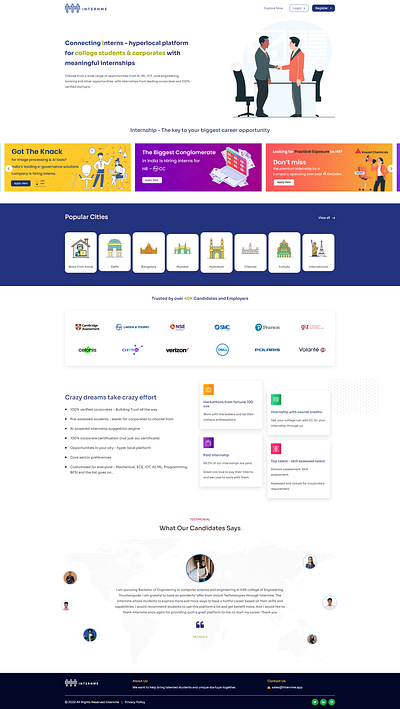 Internme (Internship) ai best internship website elearning internme internship internship website live.internme.app ui ux xd