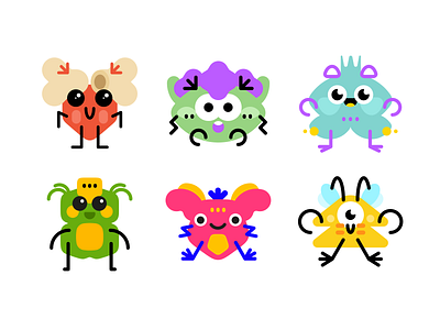 CoolGuys 01 abstract alien avatar character emotions flat fun happy illustration joy kids monster nft school vector