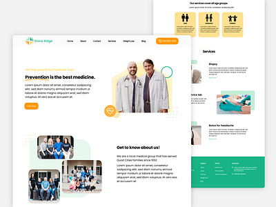 Medical healthcare service landing page about us adobe xd best landing page design footer graphic design header healthcare service hero section homepage illustration landing page landingpage services trendy design 2023 ui design ux design webpage website website design